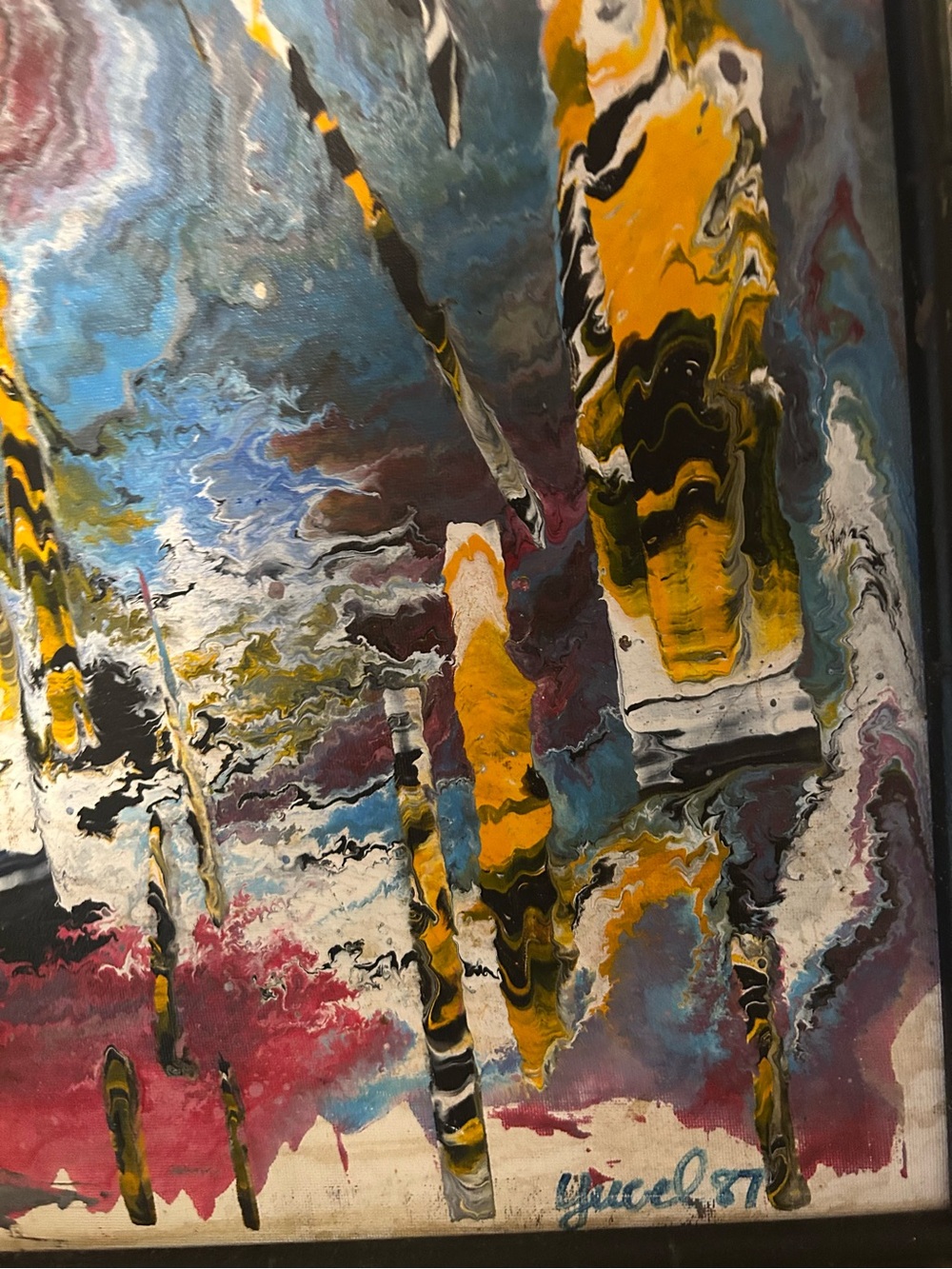 VTG Auth Abstract  Acrylic by Yucel Donmez 1987 Chicago Art Institute Exhibitor